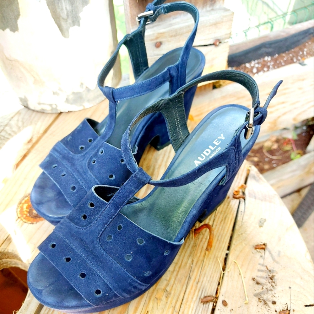 Audley blue suede platform sandals 37.5